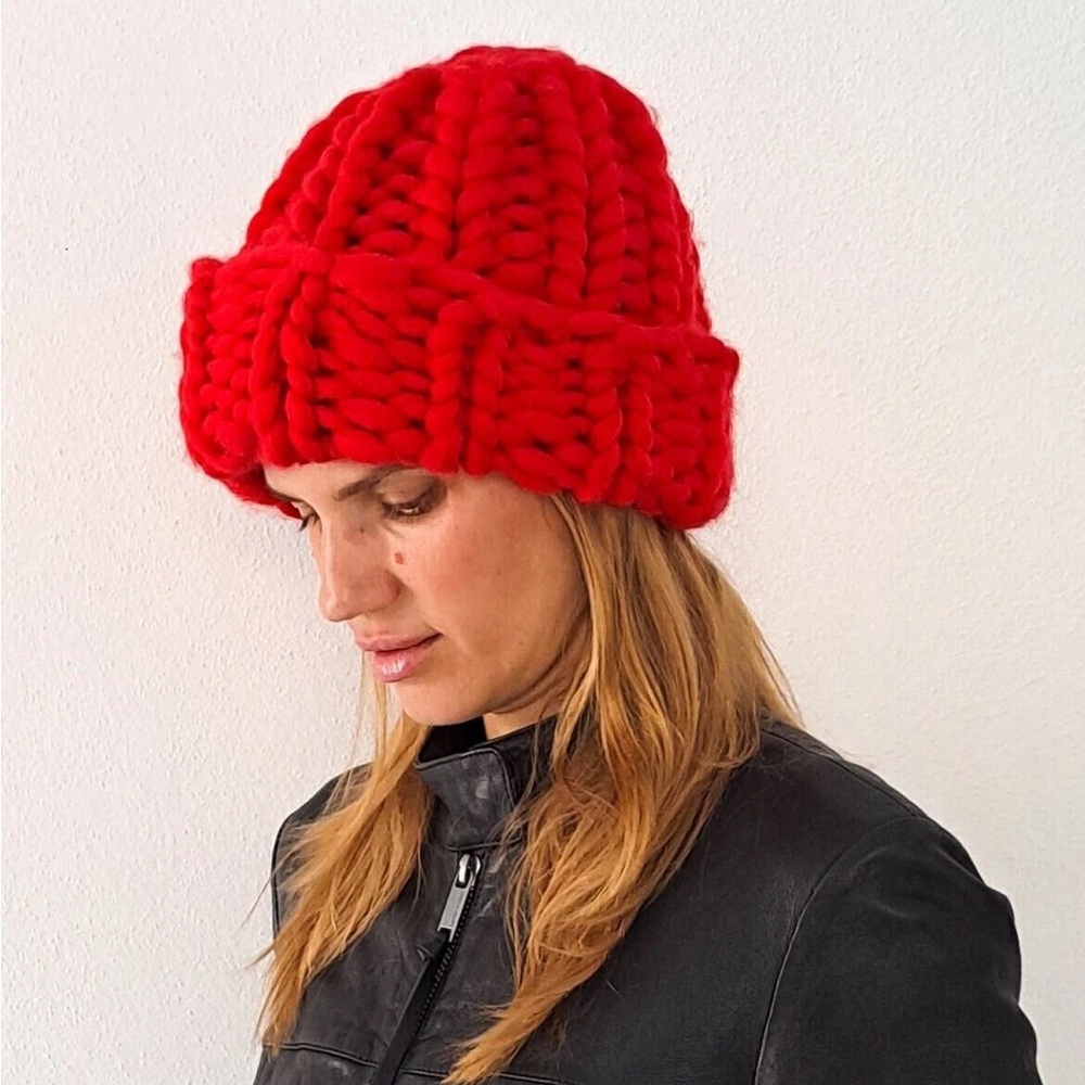 100% Merino Wool chunky knit hat